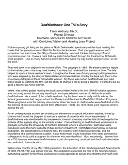 Deafblindness: One TVI‘S Story