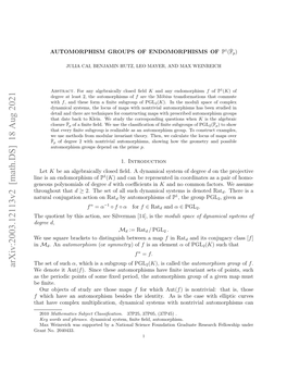 Arxiv:2003.12113V2 [Math.DS] 18 Aug 2021 We Denote It Aut(F)