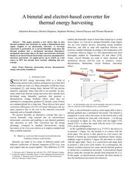 A Bimetal and Electret-Based Converter for Thermal Energy Harvesting