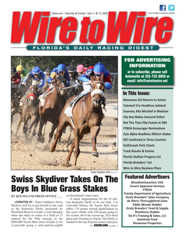Swiss Skydiver Takes on the Boys in Blue Grass Stakes