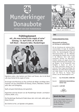 Munderkinger Donaubote AMTSBLATT DER STADT MUNDERKINGEN Freitag, 05
