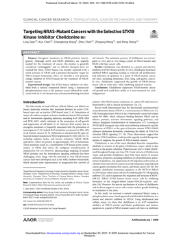 Targeting NRAS-Mutant Cancers with the Selective STK19 Kinase