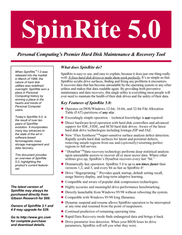 Spinrite 5.0 Literature