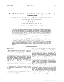 Mesoscale Weather Prediction with the RUC Hybrid Isentropic–Terrain