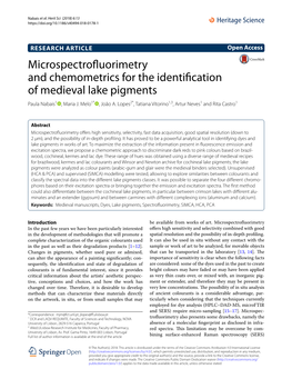 Microspectrofluorimetry and Chemometrics for the Identification of Medieval Lake Pigments