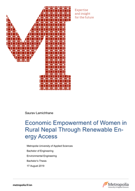 Economic Empowerment of Women in Rural Nepal Through Renewable En- Ergy Access