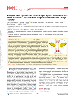 Crossover from Auger Recombination to Charge Transfer † § ‡ ‡ ‡ Yuval Ben-Shahar, John P