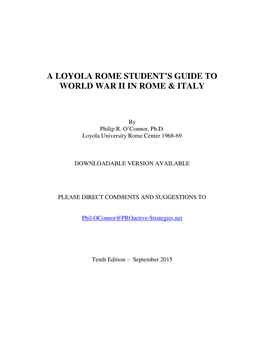 A Loyola Rome Student's Guide to World War Ii in Rome