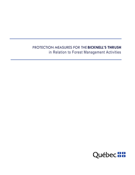 Protection Measures for the Bicknell's Thrush in Relation to Forest Management