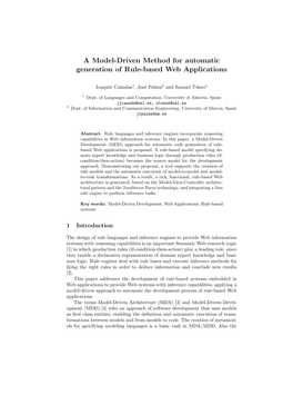 A Model-Driven Method for Automatic Generation of Rule-Based Web Applications