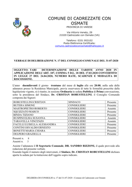 Comune Di Cadrezzate Con Osmate Provincia Di Varese