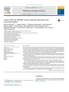 Comet C/2011 J2 (LINEAR) Nucleus Splitting: Dynamical and Structural Analysis