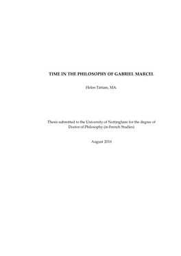 Time in the Philosophy of Gabriel Marcel