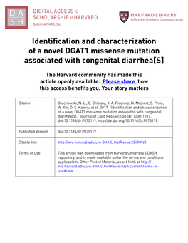 DGAT1 Missense Mutation Associated with Congenital Diarrhea[S]