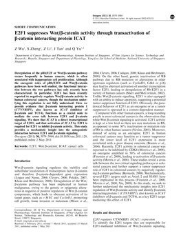 E2F1 Suppresses Wnt&Sol