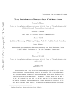 Arxiv:0912.1326V3 [Astro-Ph.SR] 24 Dec 2009 Etrfratohsc N Pc Srnm CS) Nv O Univ