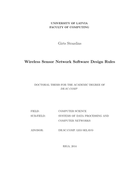 Girts Strazdins Wireless Sensor Network Software Design Rules