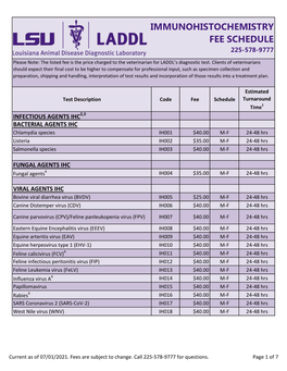 Immunohistochemistry Fee Schedule 225-578-9777