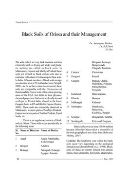 Black Soils of Orissa and Their Management