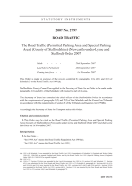 (County of Staffordshire) (Newcastle-Under-Lyme and Stafford) Order 2007