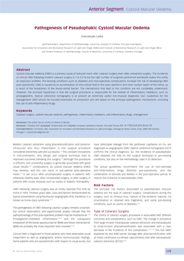 Pathogenesis of Pseudophakic Cystoid Macular Oedema