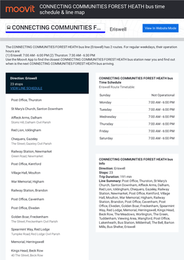 CONNECTING COMMUNITIES FOREST HEATH Bus Time Schedule & Line Map