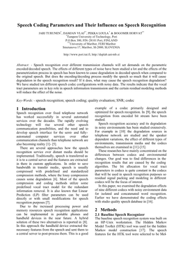 Speech Coding Parameters and Their Influence on Speech Recognition