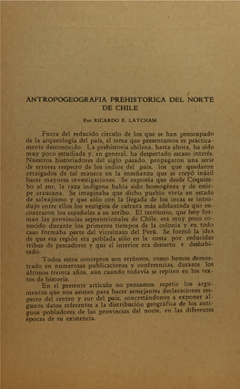 Antropogeografia Prehistórica Del Norte De Chile