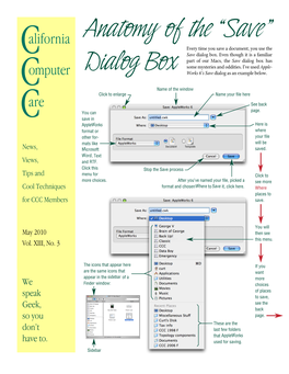 Anatomy of the “Save” Every Time You Save a Document, You Use the C Save Dialog Box