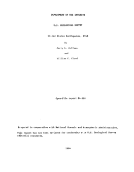 United States Earthquakes, 1968 Open-File Report 84-968 Prepared in Cooperation with National Oceanic and Atmospheric Administra