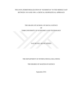 “Kurdistan” in the Middle East Between 1919 and 1990: a Critical Geopolitical Approach