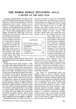 The World Wheat Situation, 1931-32 a Review of the Crop Year