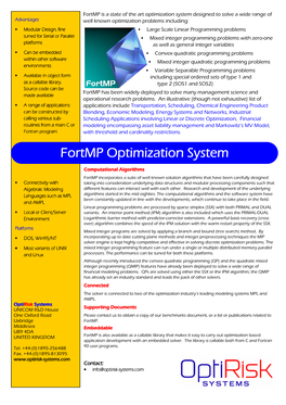 Fortmp Optimization System