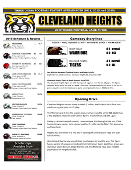 2019 Cleveland Heights Tigers Football Roster