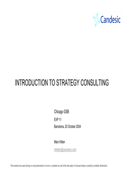 Introduction to Strategy Consulting