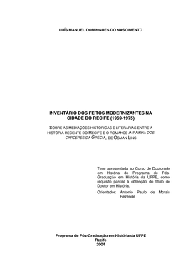 Inventário Dos Feitos Modernizantes Na Cidade Do Recife (1969-1975)