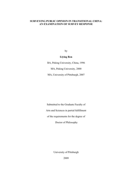 Surveying Public Opinion in Transitional China: an Examination of Survey Response