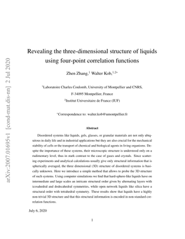 Revealing the Three-Dimensional Structure of Liquids Using Four-Point Correlation Functions