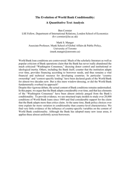 The Evolution of World Bank Conditionality: a Quantitative Text Analysis