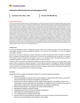 Ambulatory Monitoring Electroencephalogram (EEG)