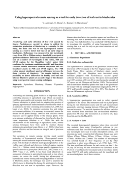 Using Hyperspectral Remote Sensing As a Tool for Early Detection of Leaf Rust in Blueberries