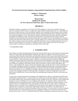 Test of Neural Network Techniques Using Simulated Dual-Band Data of LEO Satellites