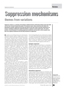 Suppression Mechanisms Reviews Suppression Mechanisms Themes from Variations