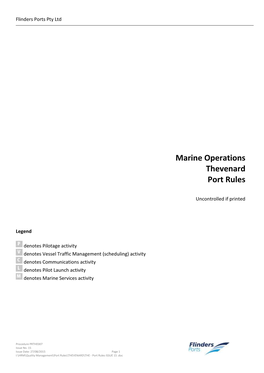 Marine Operations Thevenard Port Rules