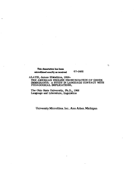 The American English Pronunciation of Greek Immigrants: a Study in Language Contact with Pedagogical Implications