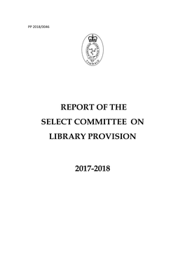 Report of the Select Committee on Library Provision 2017-2018