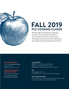 FALL 2019 PCC COOKING CLASSES with the Right Encouragement, Anything Is Possible in the Home Kitchen