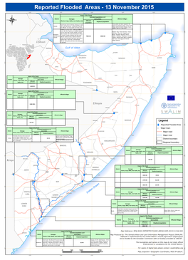 Reported Flooded Areas - 13 November 2015