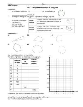 Angle Relationships in Polygons Definitions: • in a Regular Polygon, All Are Equal and All