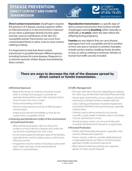 Disease Prevention: Direct Contact and Fomite Transmission